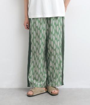 アフリカンプリント リラックスパンツ(ライトグリーン-F)