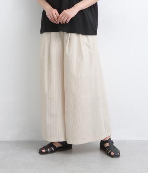 サッカーストライプタックワイドパンツ(ライトベージュ-F)