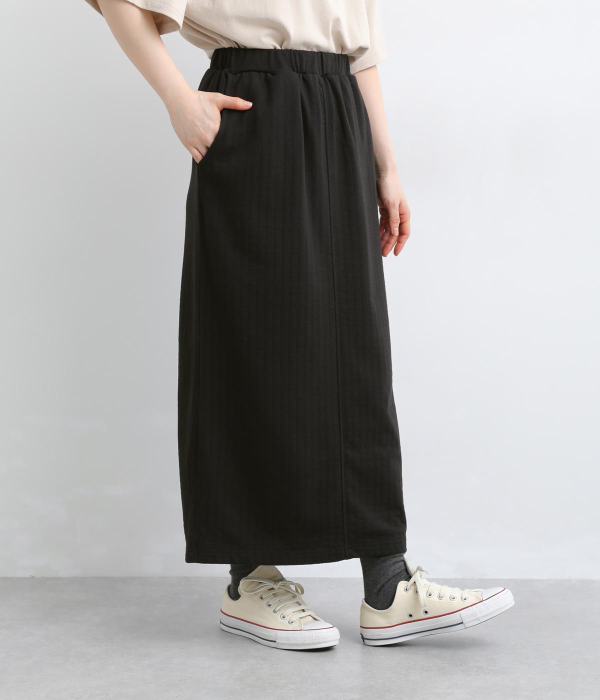 ジャカード天竺 細見えBOXスカート(ブラック-F)