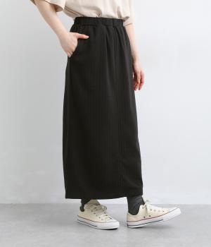 ジャカード天竺 細見えBOXスカート(ブラック-F)