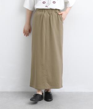 ジャカード天竺 細見えBOXスカート(ライトカーキ-F)