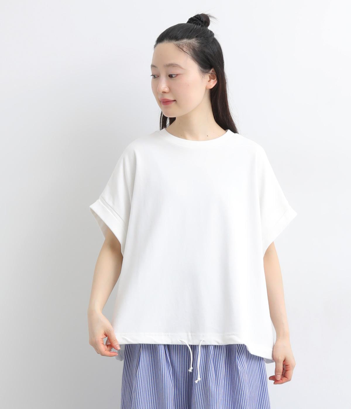 USAコットン天竺 クロップドフレアTee(オフ-F)