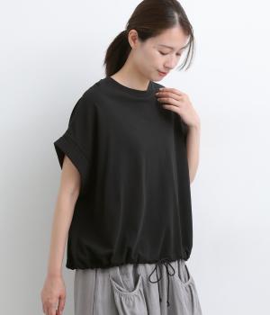 USAコットン天竺 クロップドフレアTee(ブラック-F)