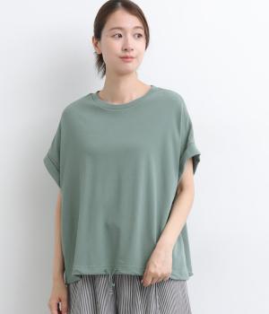 USAコットン天竺 クロップドフレアTee(ダークブルーグリーン-F)