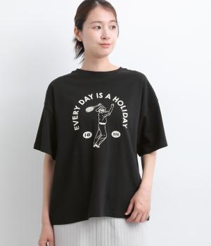 USAコットン天竺 週休7日Tee(ブラック-F)