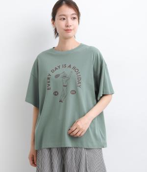 USAコットン天竺 週休7日Tee(ダークブルーグリーン-F)