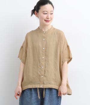 リネンツイル 半袖バルーンカーディガン(ベージュ-F)