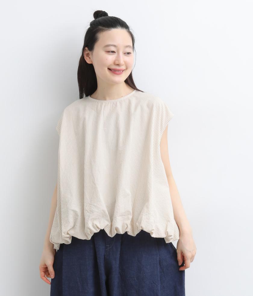 サッカーストライプバルーンブラウス