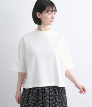 クールタッチ天竺 6分袖クロップドTee(オフ-F)