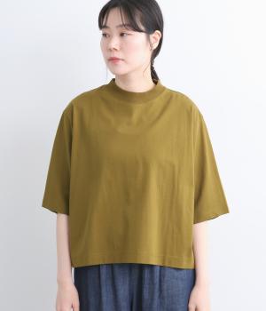 クールタッチ天竺 6分袖クロップドTee(カーキ-F)