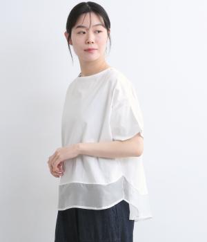 クールタッチ天竺 切替えラウンドTee(オフ-F)