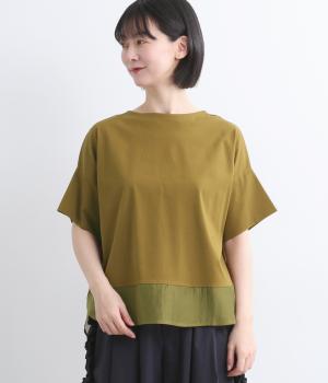 クールタッチ天竺 切替えラウンドTee(カーキ-F)