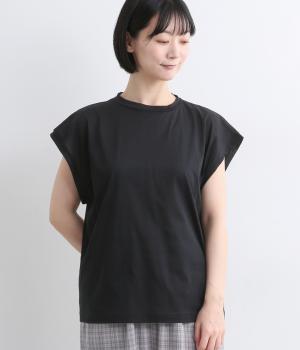 【A.U.G. relaxing】コットンシアージャージーフレンチTee(ブラック-F)