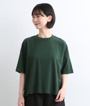 USAコットン　クロップドフレアTee(ダークグリーン-1)