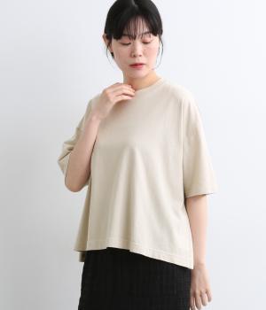 USAコットン　クロップドフレアTee(グレージュ-1)