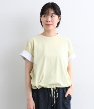 マルチファンクション天竺　袖W裾ドロストTee(アイスグリーン-1)