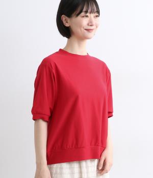 ライトジャカード天竺　5 分袖ぽわんTee(レッド-1)