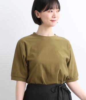ライトジャカード天竺　5 分袖ぽわんTee(カーキ-1)
