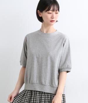 ライトジャカード天竺　5 分袖ぽわんTee(ト―プグレー-1)
