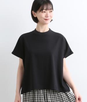 【A.U.G. relaxing】コットン天竺ワイドフレンチTee(ブラック-1)