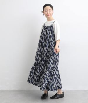 アフリカンプリント バックリボンキャミワンピース(ネイビー-F)