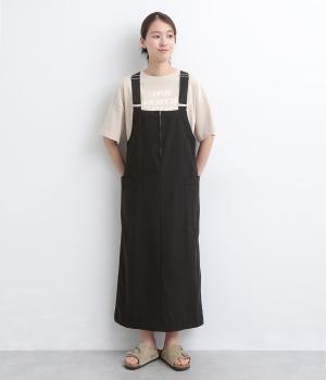 カルゼフロントZIP細見えジャンパースカート(ブラック-F)