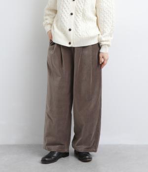 コットンベルベットタックパンツ（ブラウン・F）
