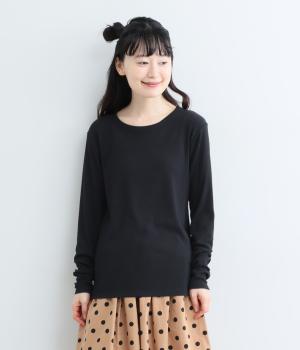 ソフトリブクルーネックTee(ブラック-1)
