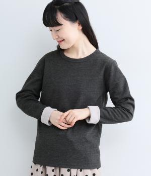 接結クルーネックプルオーバー(トップブラック-1)