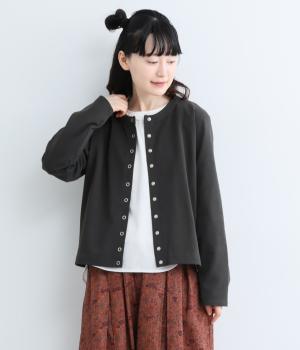 度詰め天竺コンパクトカーディガン(アイスブラック-1)