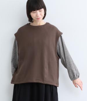 ソフト裏毛バルーンベスト(ブラウン-1)