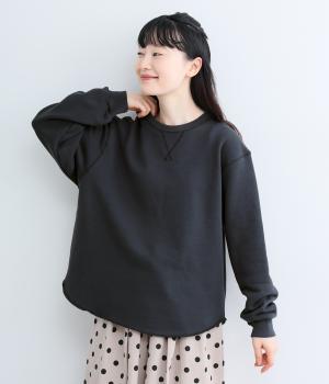 ソフト裏毛カットオフラウンドプルオーバー(アイスブラック-1)