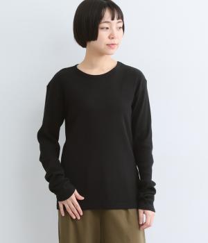 コットンテレコクルーネックTee　日本製（ブラック・F）