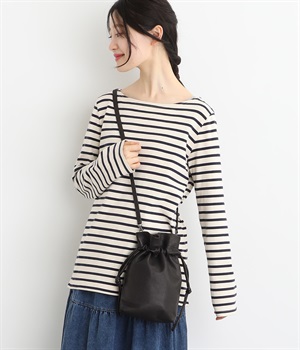 カウレザードローストリングバッグ(ブラック-ONESIZE)