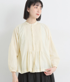 フェアトレードコットンピンタックシャツ(アイボリー-ONESIZE)