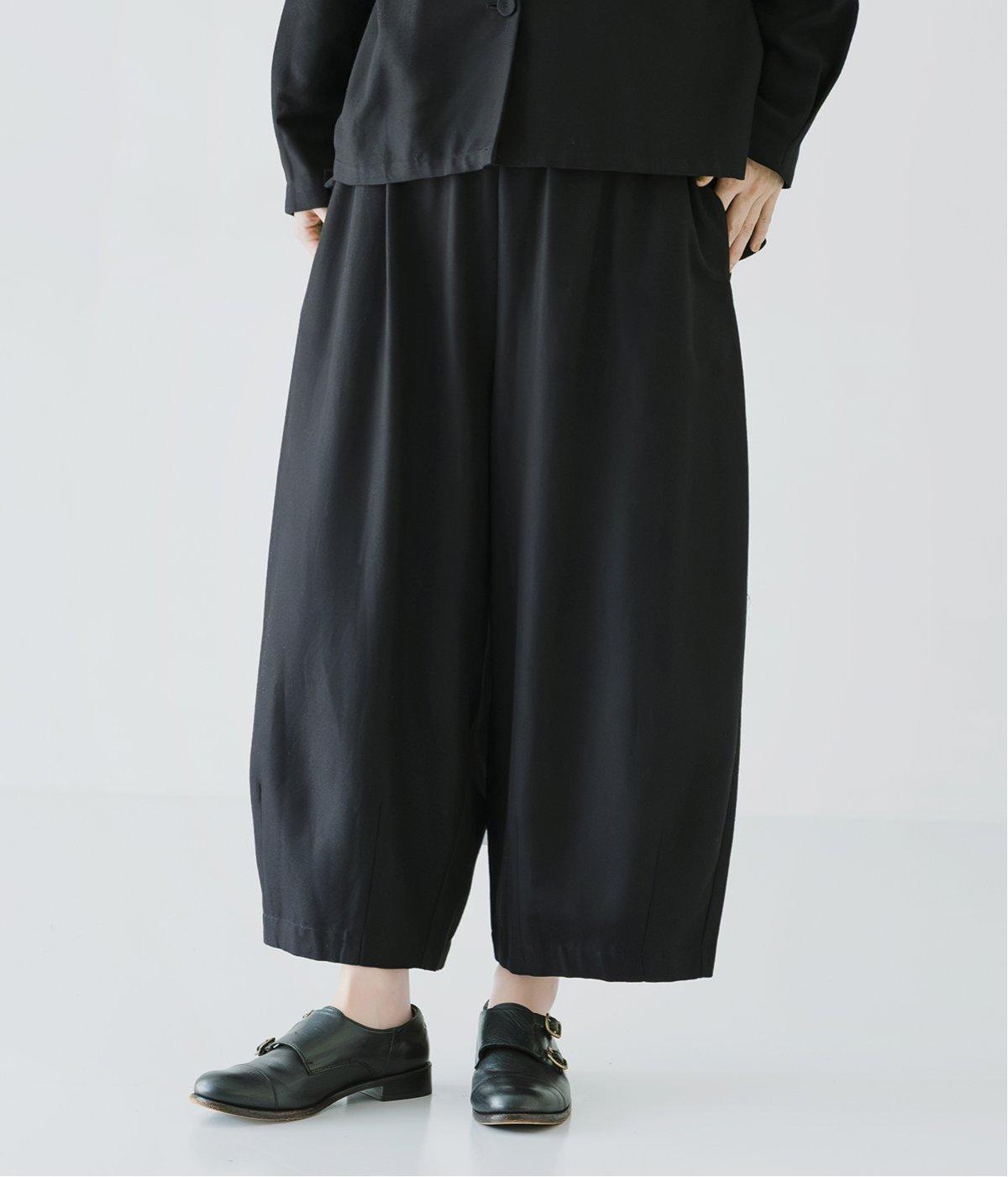 コットンレーヨンタックコクーンパンツ(ブラック-F)