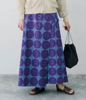 バティックプリント　スカート(パープルサークル-ONESIZE)