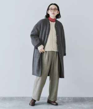 リバーシブル　カラーレスコート(ダークネイビー×トップチャコール-ONESIZE)