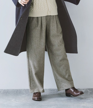 ウールフェルティングフランネル　ELASTIC パンツ(カーキシャンブレー-ONESIZE)