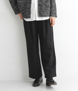 ウールフェルティングフランネル　ELASTIC パンツ(ブラック-ONESIZE)