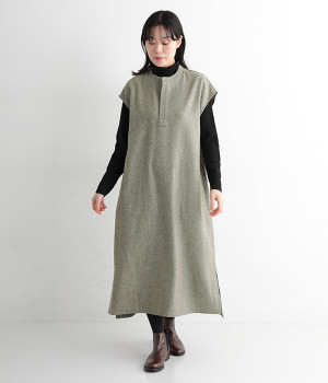 オーバーシャツドレス(カーキシャンブレー-ONESIZE)