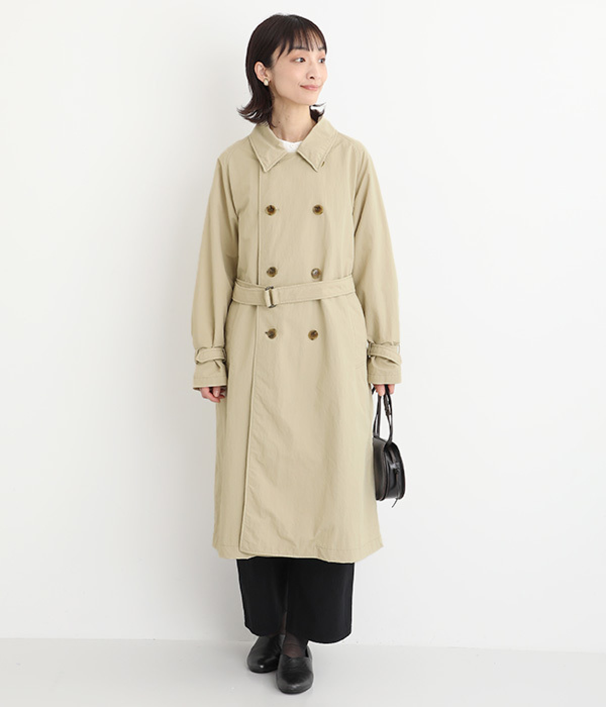 ナイロンタッサー　撥水トレンチコート(ベージュ-ONESIZE)