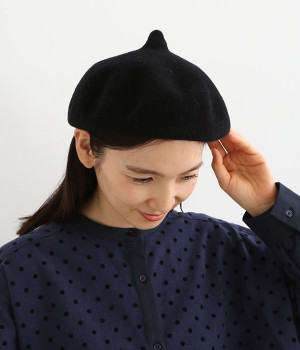 とんがりベレー帽(ブラック-ONESIZE)