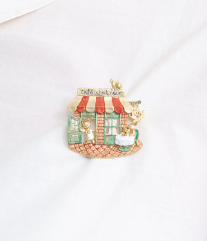 黒猫店長のカフェ　ブローチ(カラー1-ONESIZE)