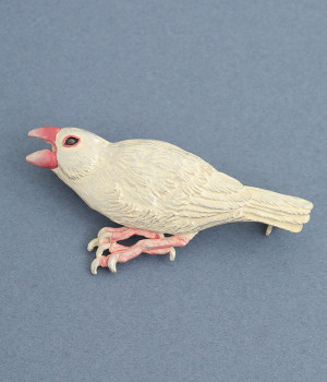 文鳥　ブローチ(ホワイト-ONESIZE)