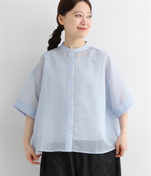 シアーストライプブラウス(サックス-ONESIZE)