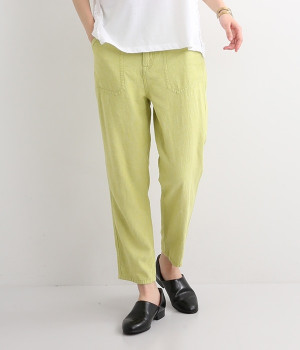 スッキリテーパードパンツ(ミックスライムグリーン-L)