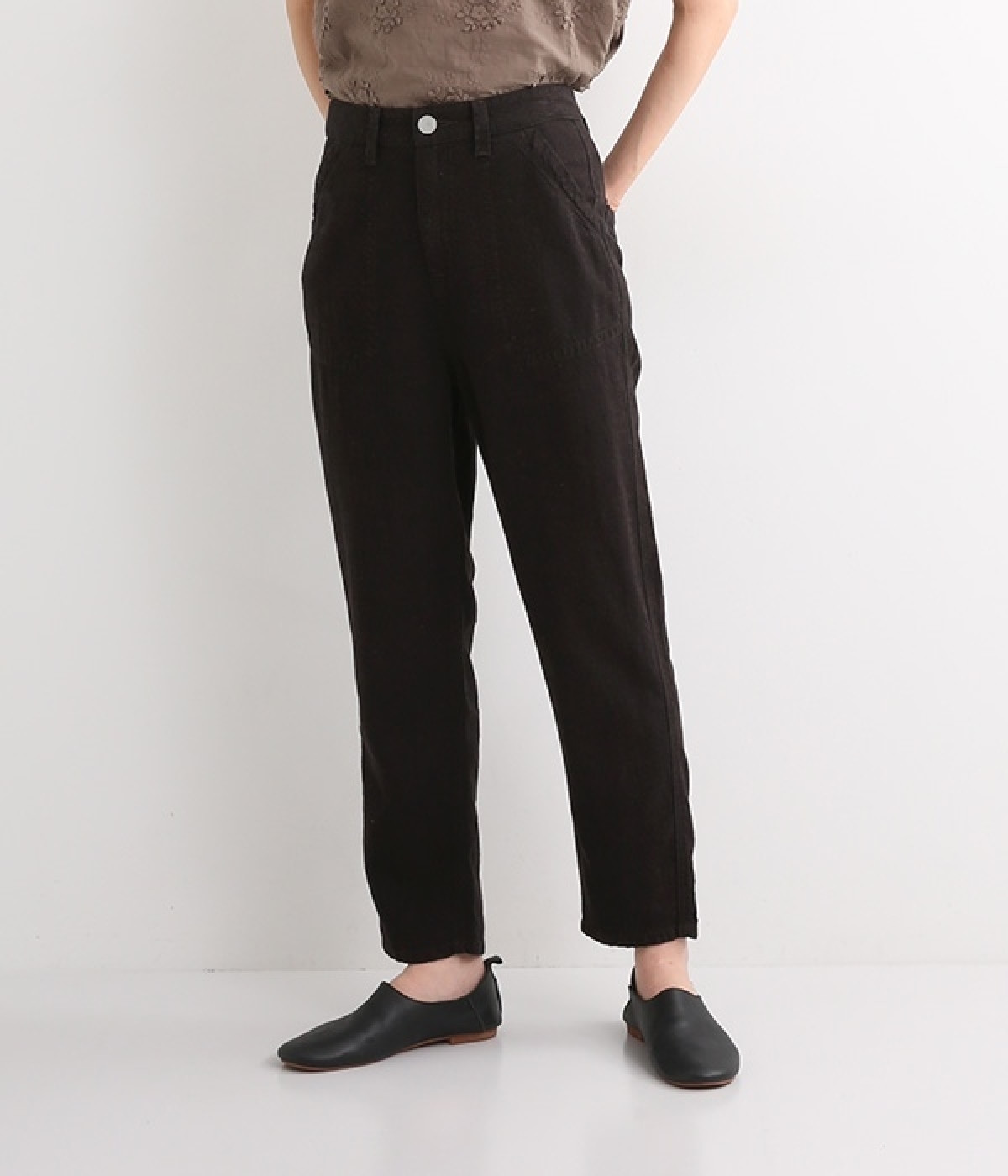 スッキリテーパードパンツ(ミックスチャコール-M)