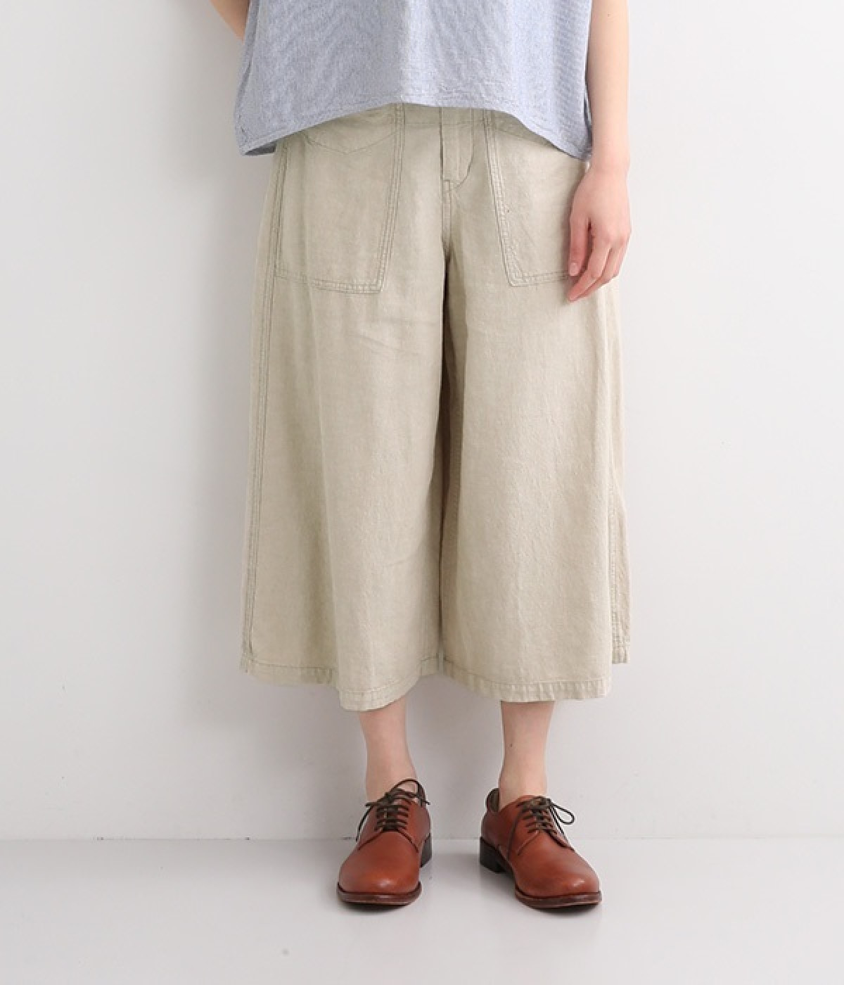 タッククロップドパンツ(ミックスナチュラル-M)
