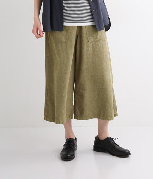 タッククロップドパンツ(ミックスオリーブ-L)